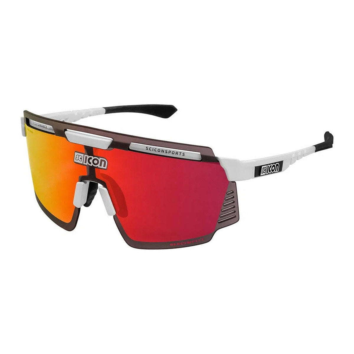 SCICON AEROWATT WHITE GLOSS Sunglasses - MULTIMIRROR RED LENSES