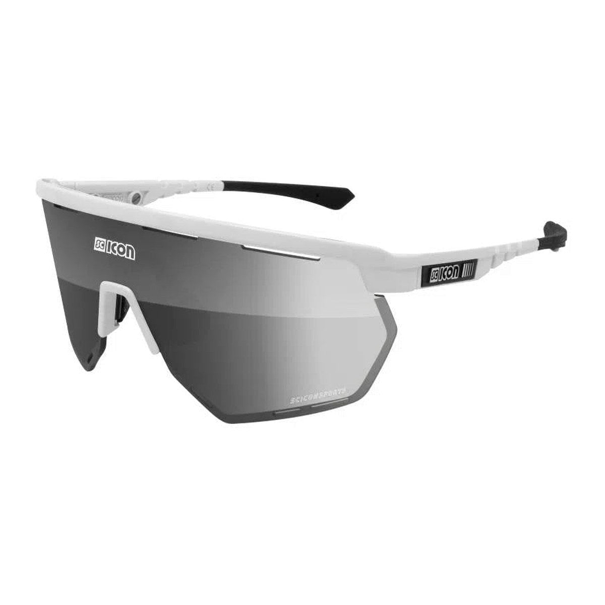 SCICON AEROWING WHITE GLOSS Sunglasses - MULTIMIRROR SILVER LENSES