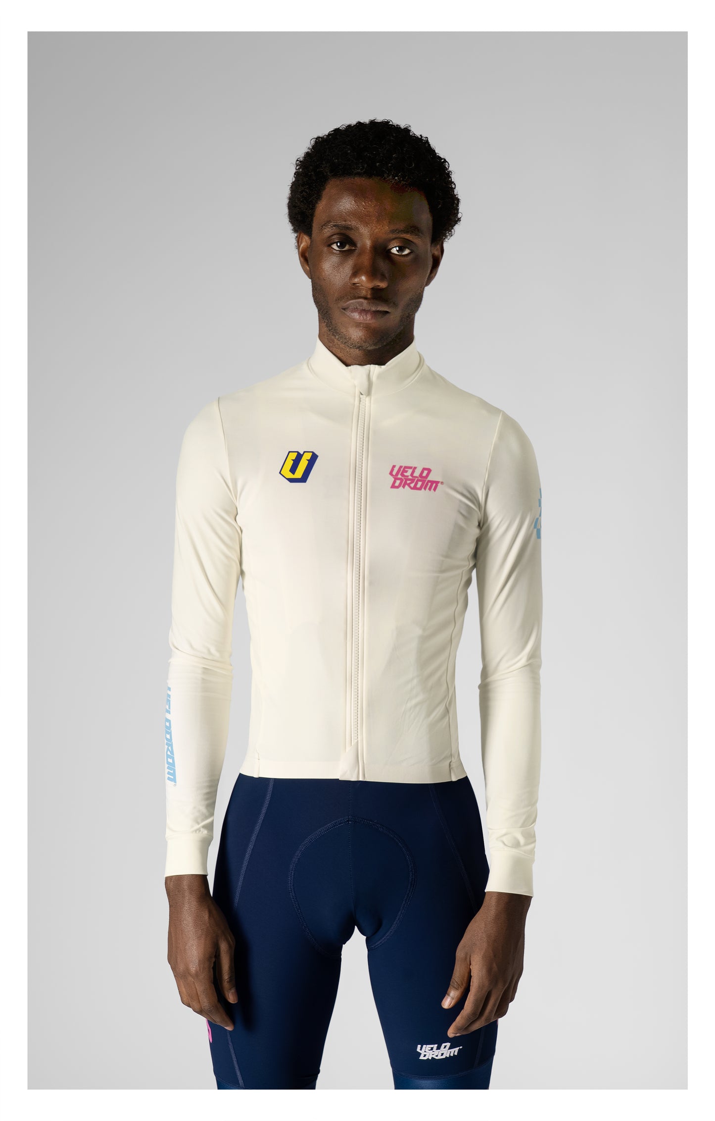 Velodrom RaceDay 3.0 Thermal Xperiment Langærmet trøje - Off White/Pink/Yellow