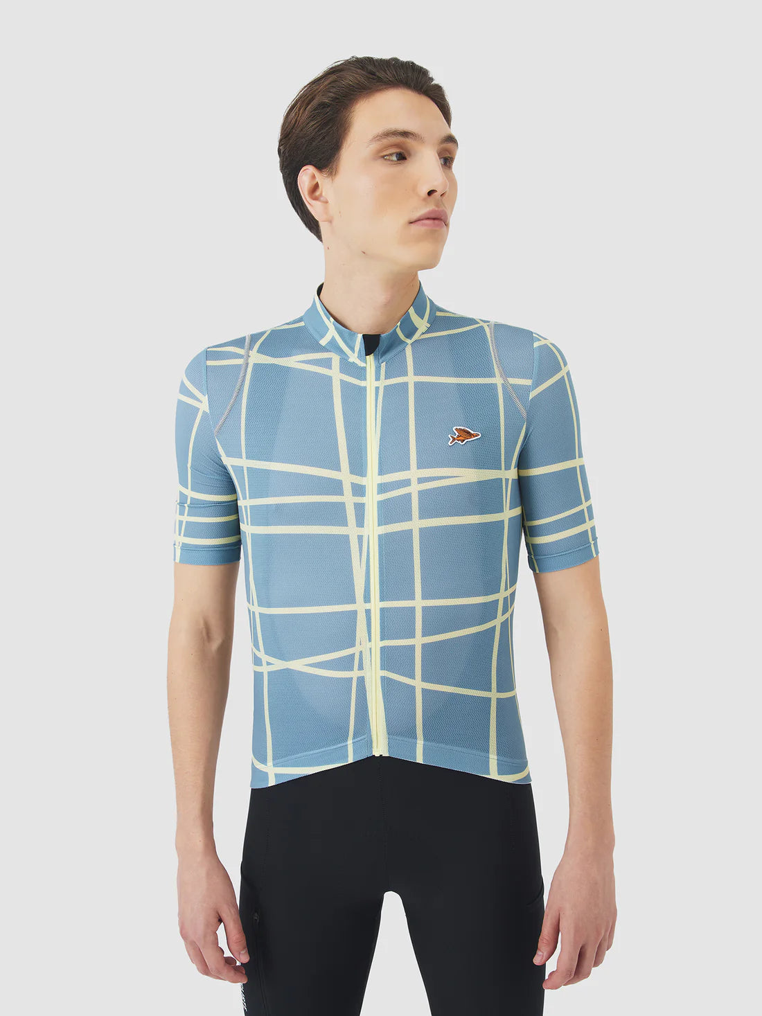 CAFE DU CYCLISTE Mona V2 Cycling Jersey - Deep Water/Naples Yellow