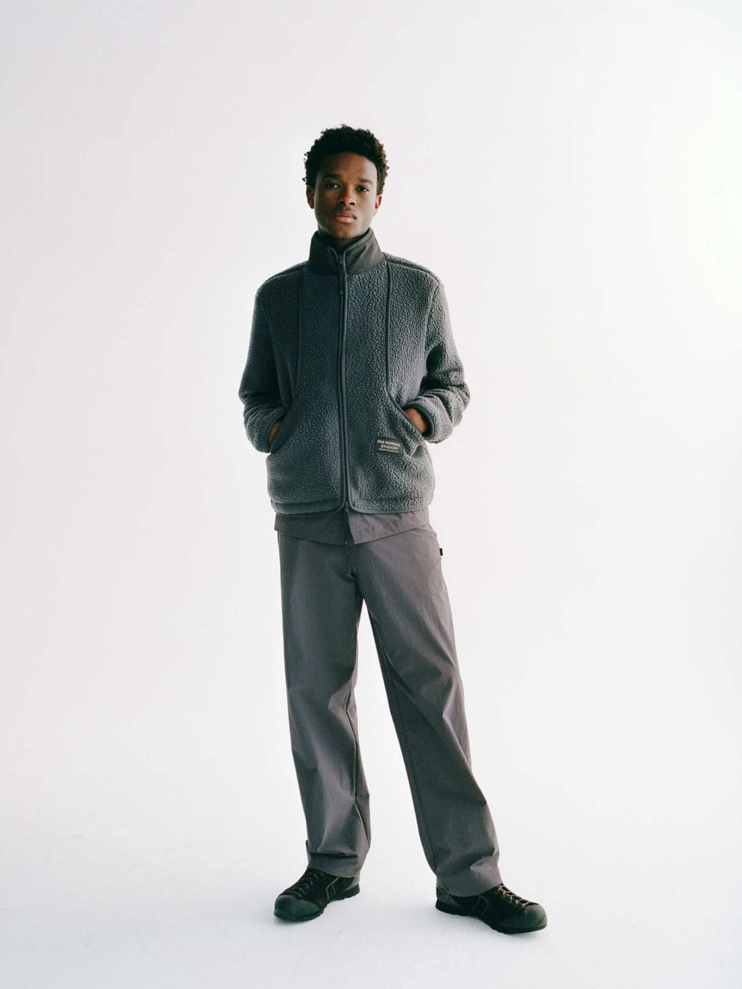 PAS NORMAL STUDIOS Off Race Pile Fleece Jacket - Steel