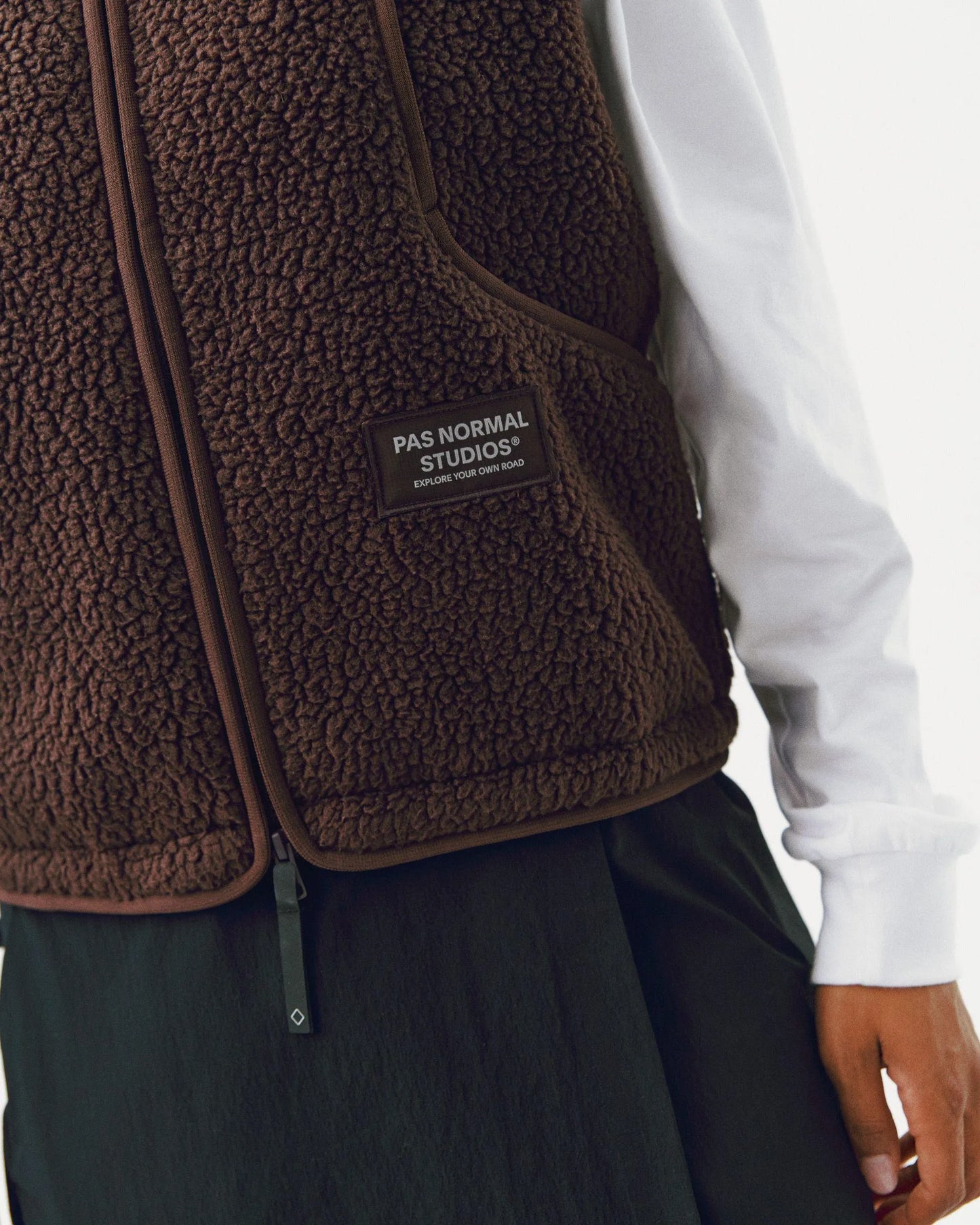 PAS NORMAL STUDIOS Off Race Pile Fleece Vest - Light Brown