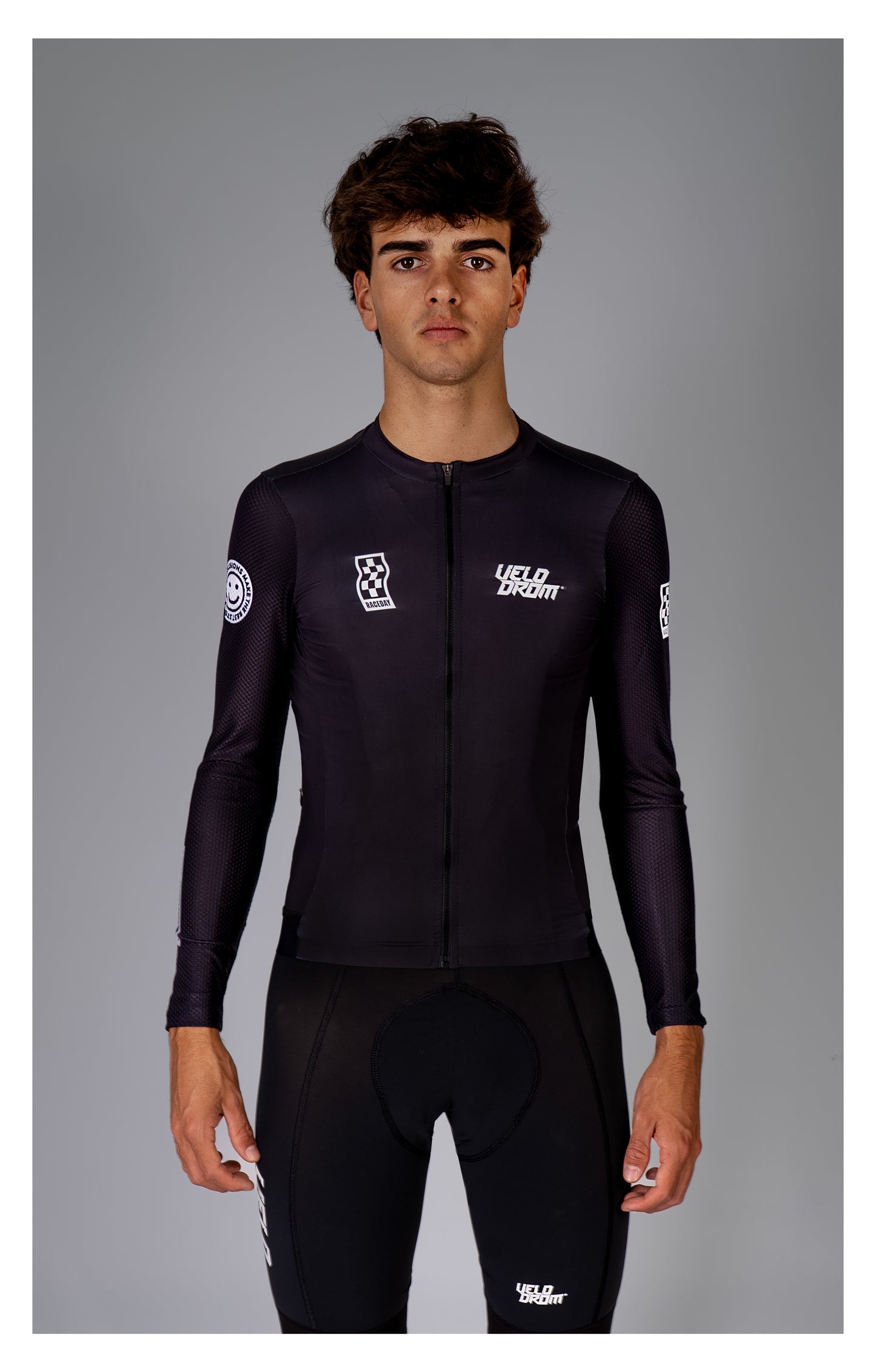 VELODROM Raceday 3.0 Thermal Light Long Sleeve Jersey - Racing Black/White