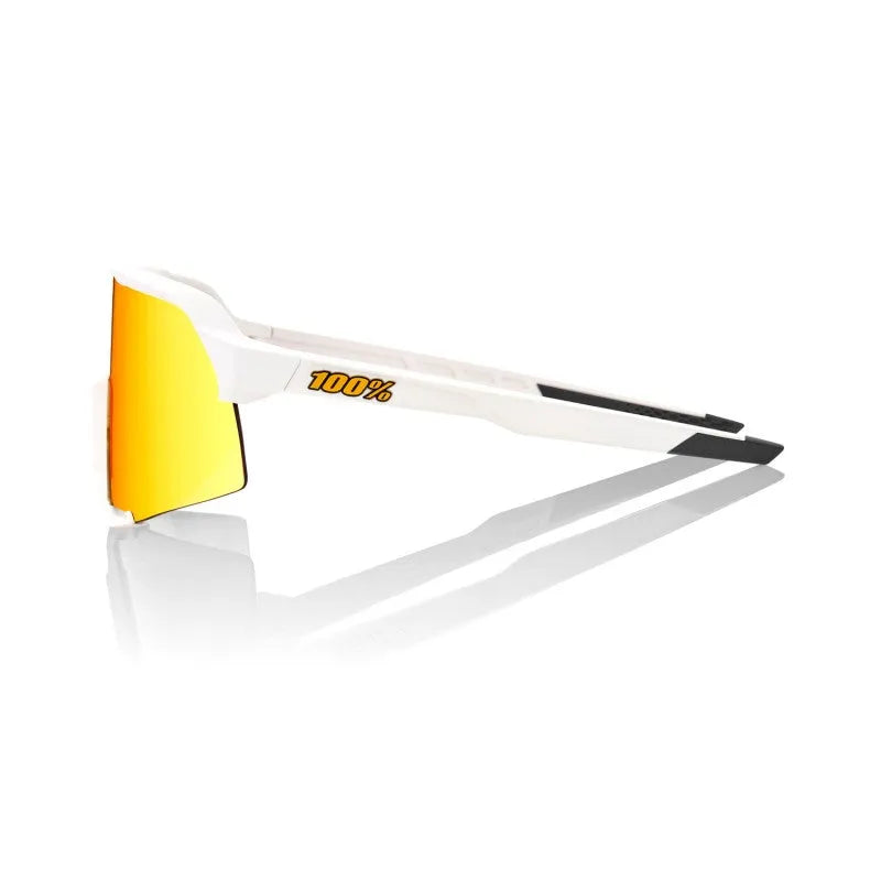 RIDE 100% S3 Sunglasses - Soft Tact White / HiPER Red Multilayer Mirror Lens