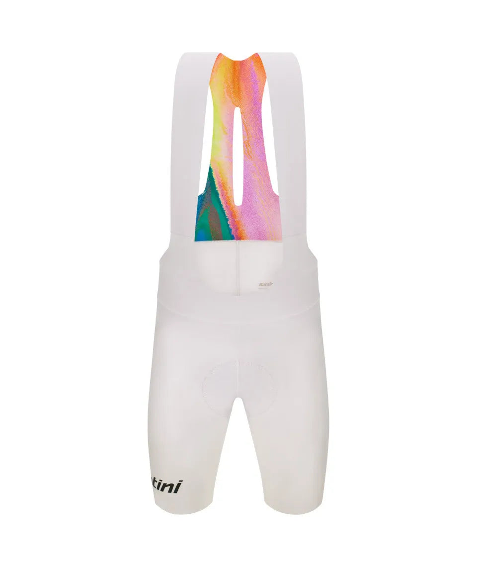 radhose bibshort kurz mit trägern rennrad santini uci rainbow SANTINI Unico Edge Bib Shorts - White