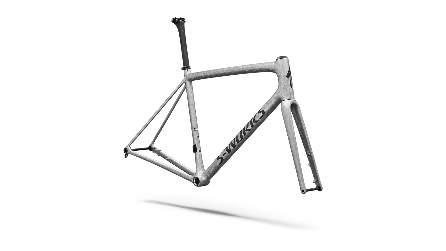SPECIALIZED SWorks Aethos 2 Frameset 2026 - Gloss Silver Blurred Impasto / Black Pearl
