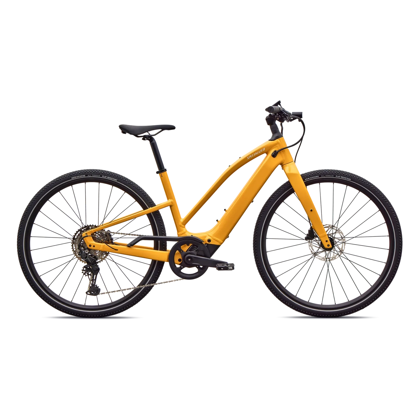 SPECIALIZED Turbo Vado SL 2 4.0 Step-Through E-Bike - GLOSS BRASSY YELLOW / METALLIC WHITE SILVER FROST REFLECTIVE