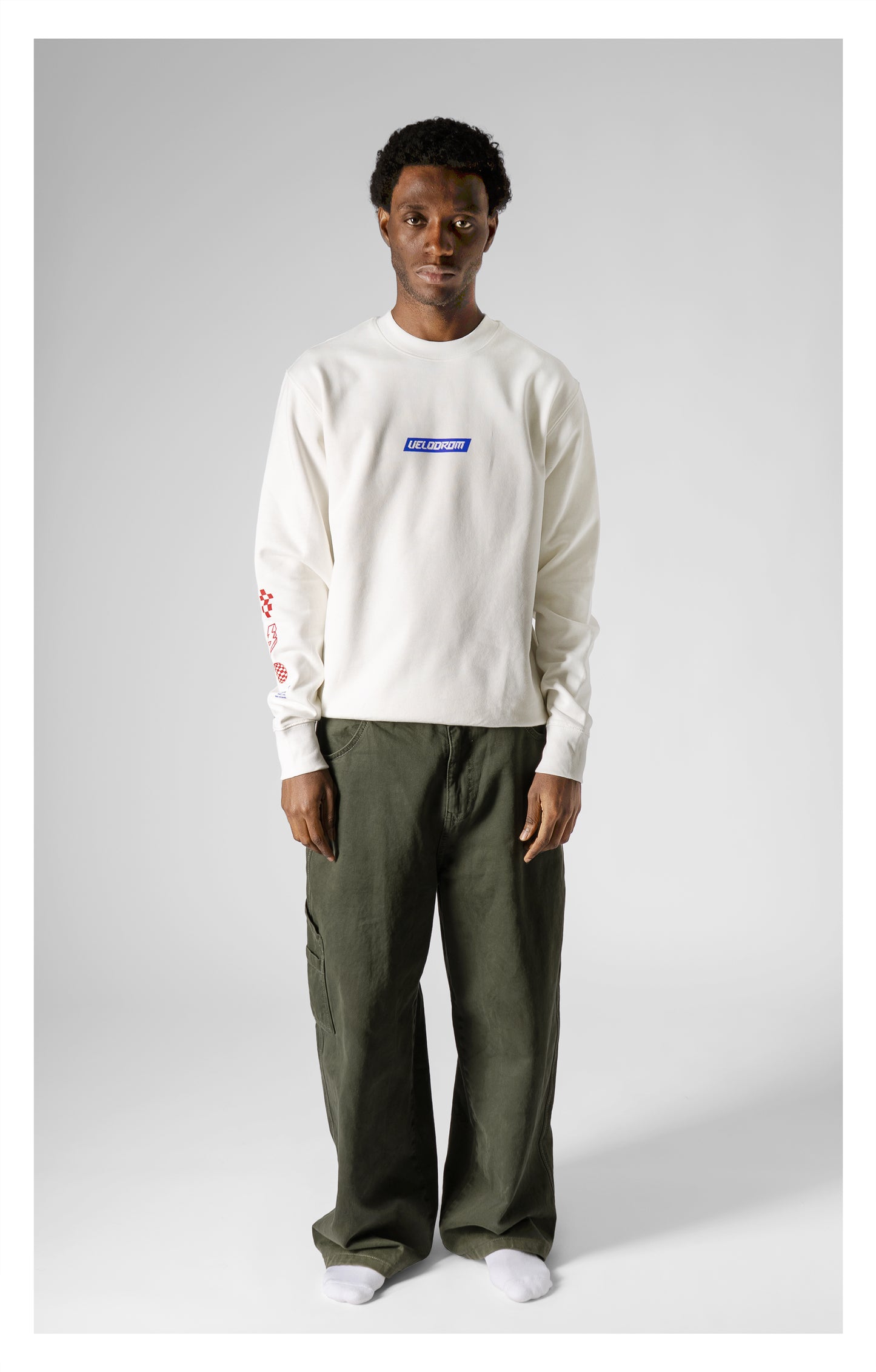 VELODROM Mini Logos Sweatshirt - Weiß/Blue/Red