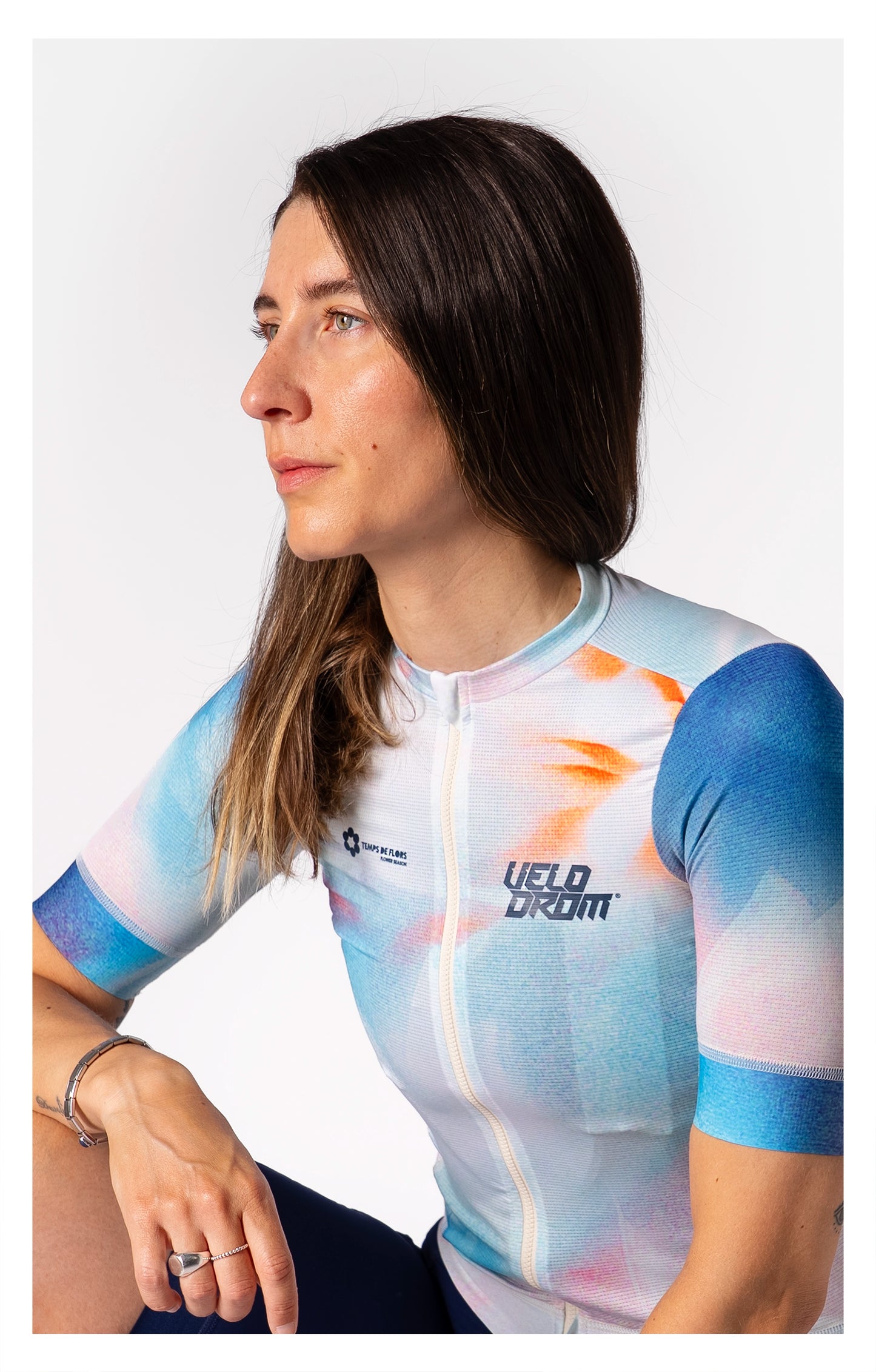 VELODROM Raceday 3.0 Temps de Flor 2025 Limited Edition Unisex Maillot - Celeste /Light Red/Green