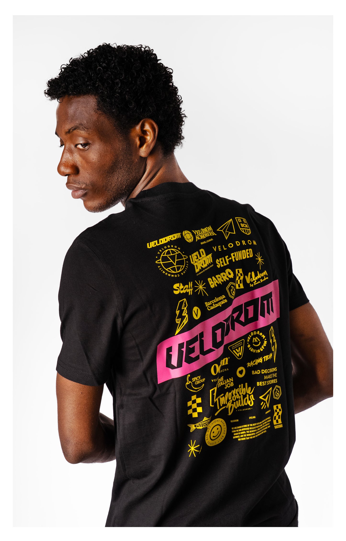 VELODROM Mini Logos 3.0 Tshirt - Black/Yellow/Pink