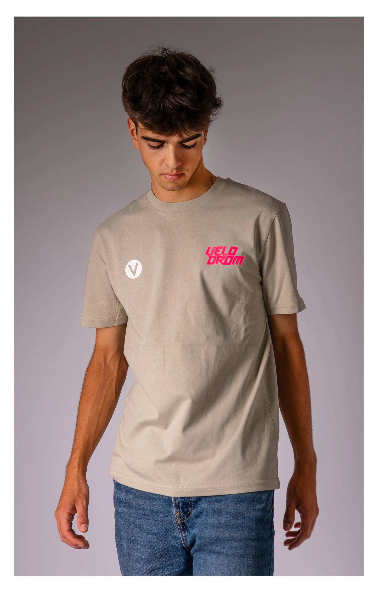 VELODROM Raceday 3.0 Tshirt - Beige/Pink/White