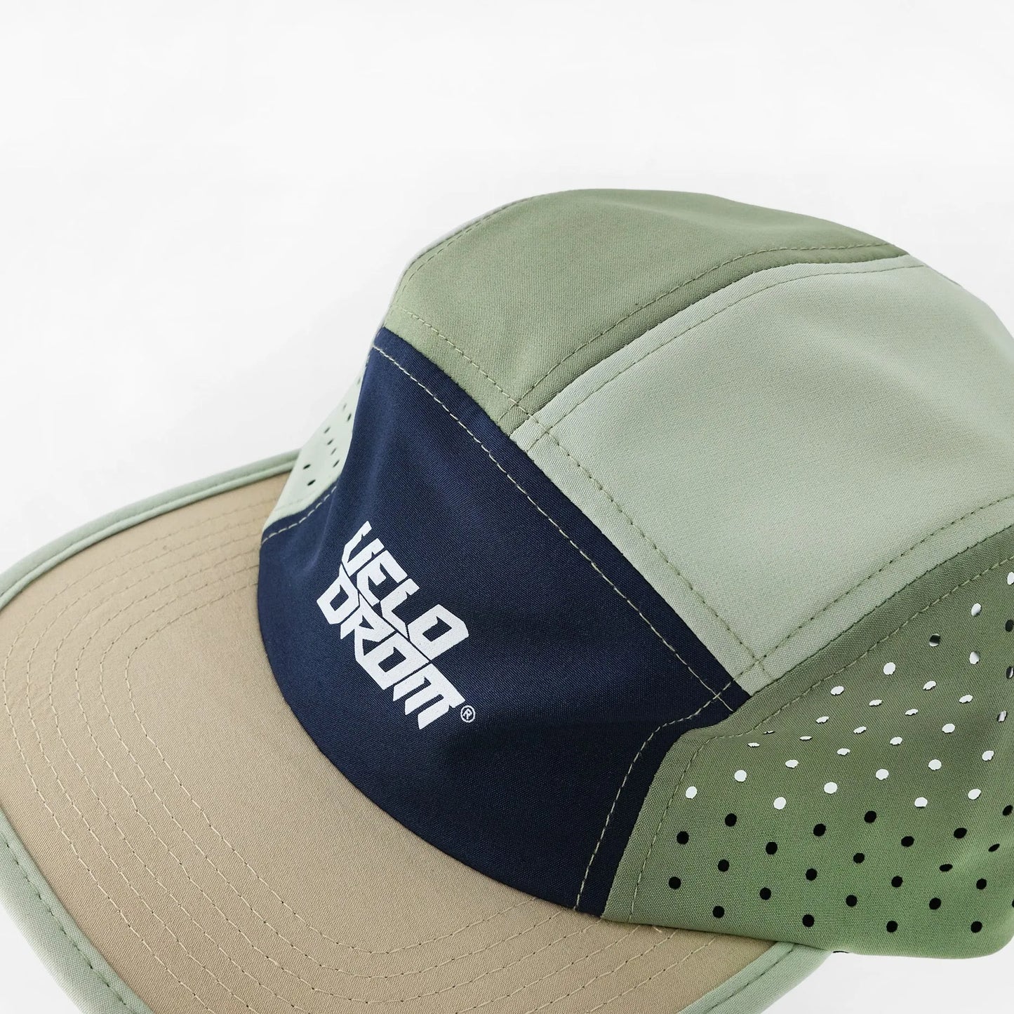 VELODROM Trail 5 Panel Casual Cap - Beige/Navy/Moss Green