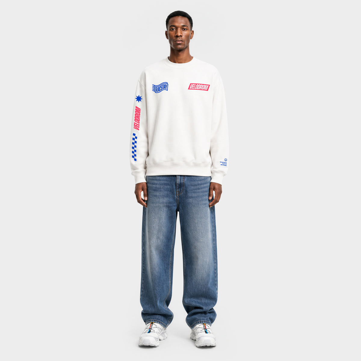 VELODROM Raceday Sweater - Wit/Blue/Red