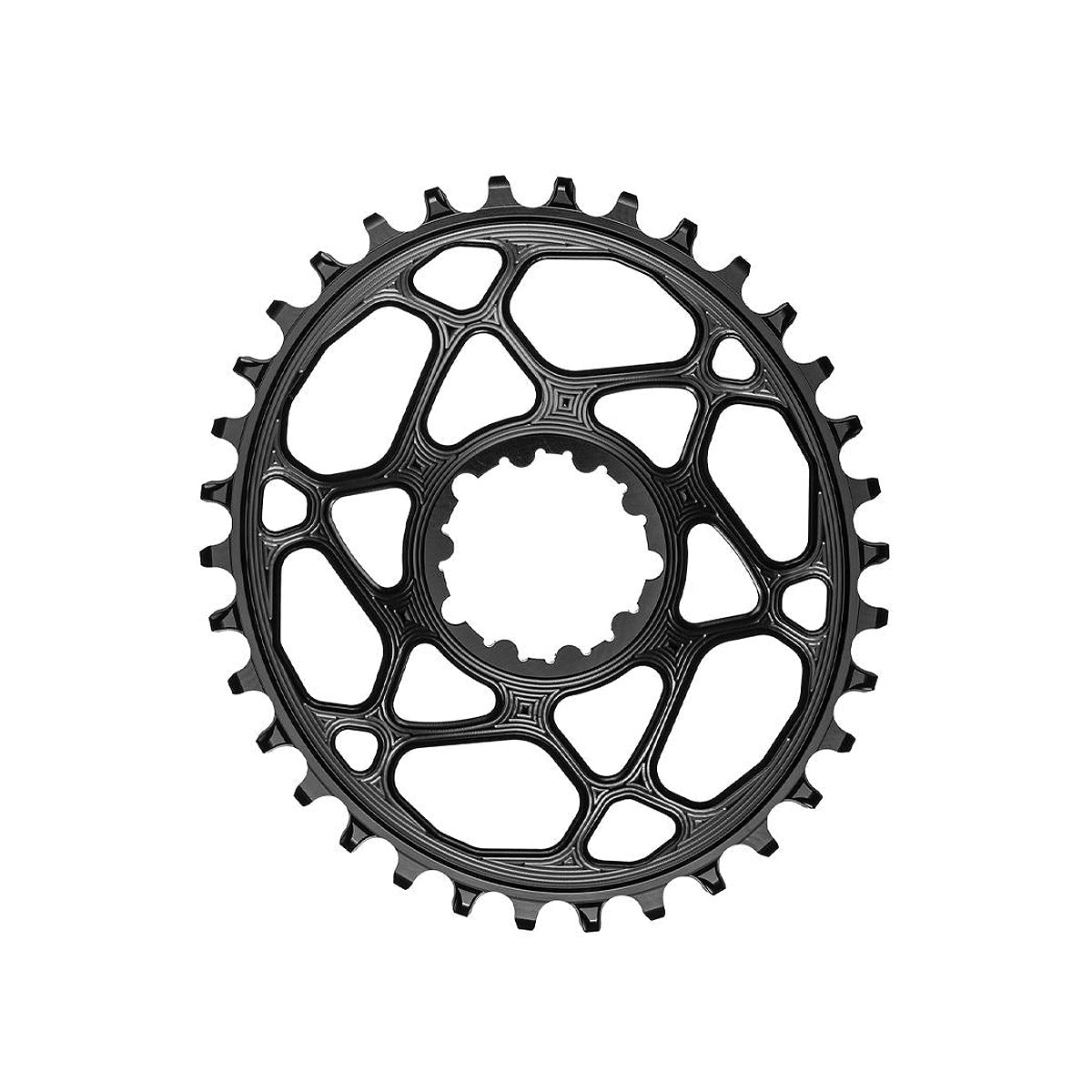 ABSOLUTE BLACK Oval Chainring 34T Direct Mount, 3 mm Offset, 148 BOOST SRAM 1x1012 Speed - Black Aluminum.
