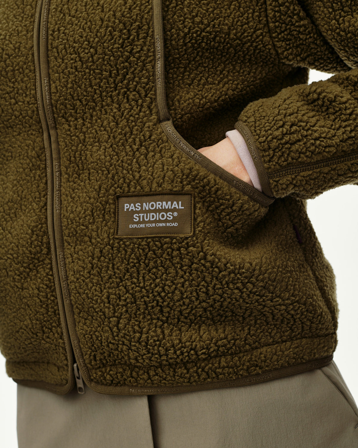 PAS NORMAL STUDIOS Women Off-Race Pile Fleece Jacket - Deep Olive