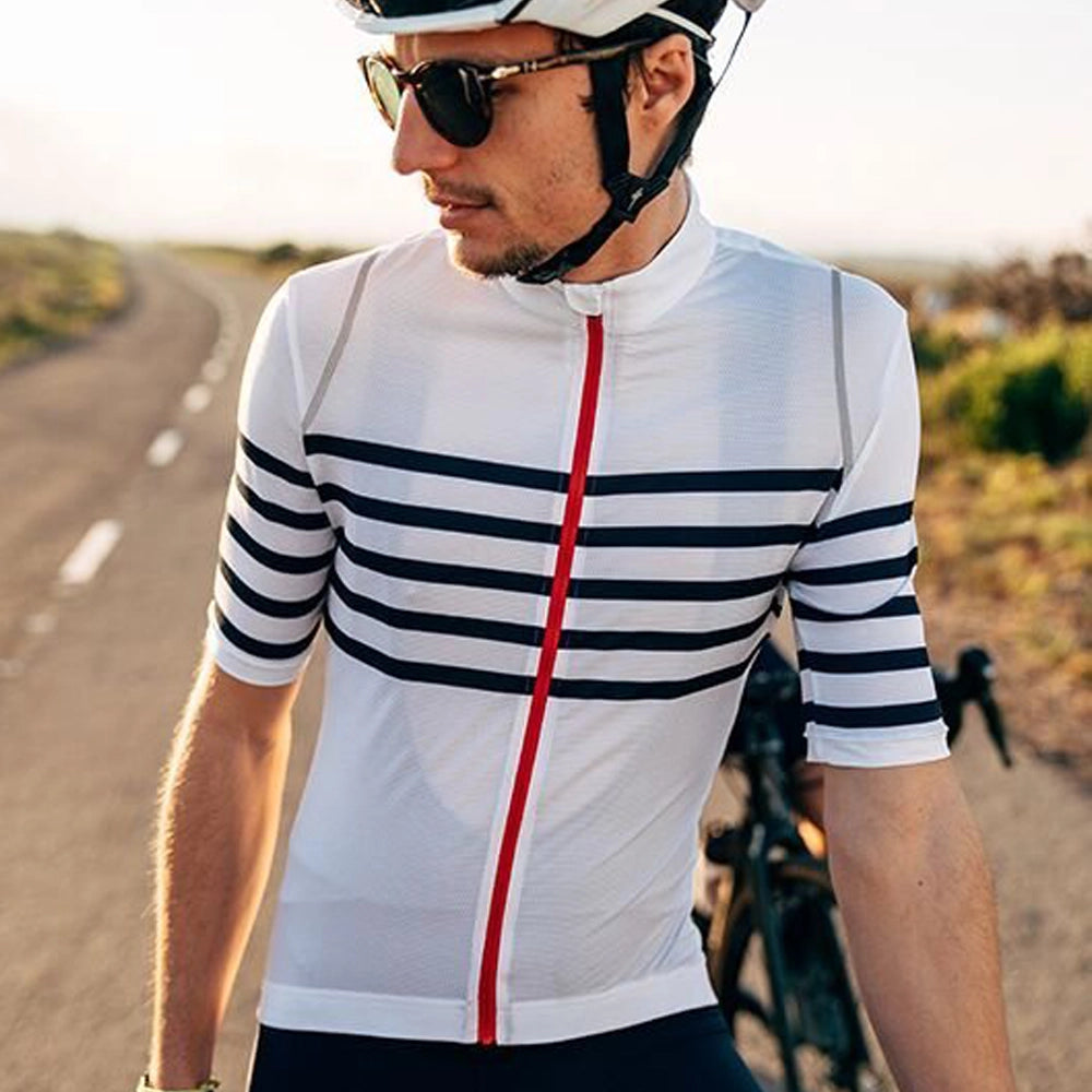 CAFE DU CYCLISTE Mona Cycling Jersey - White Classic-Jerseys-