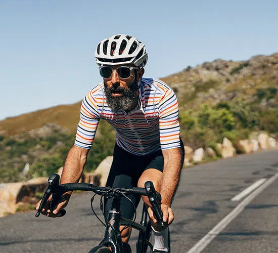 CAFE DU CYCLISTE Mona Jersey - Parasol Orange Blue-Jerseys-