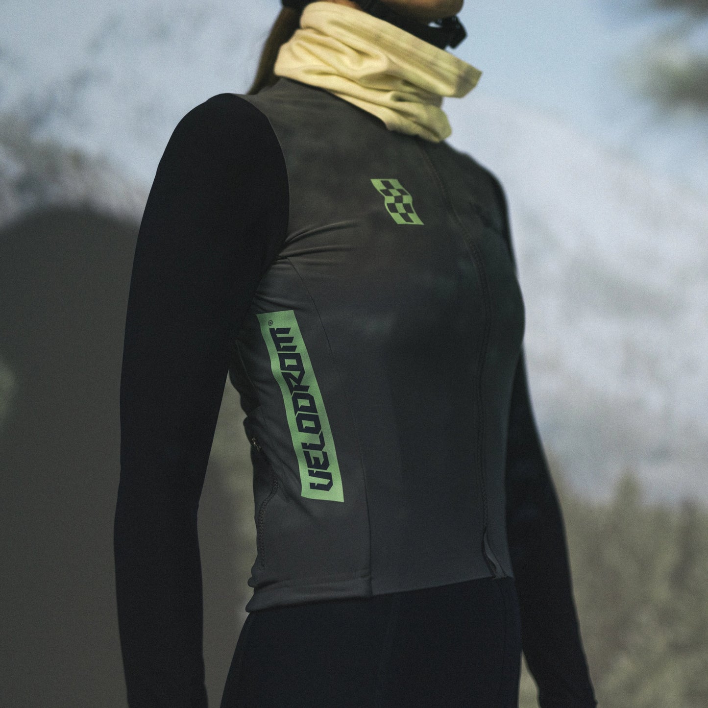 VELODROM RaceDay Thermal Langarmtrikot - Medium Grey/Navy Dual Sleeves