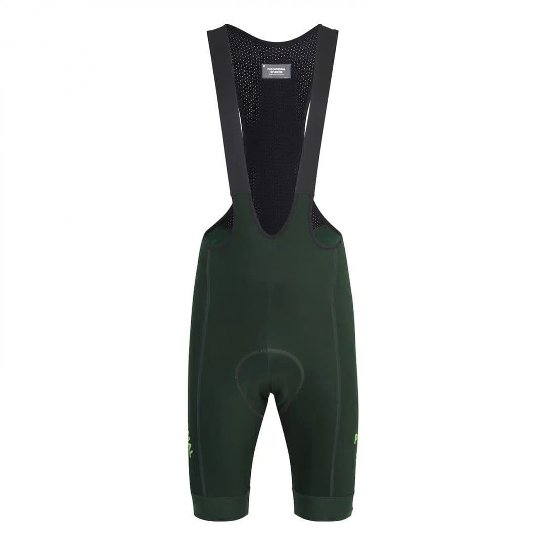 PAS NORMAL STUDIOS Control Fleece Bib Shorts Dark Green Velodrom CC