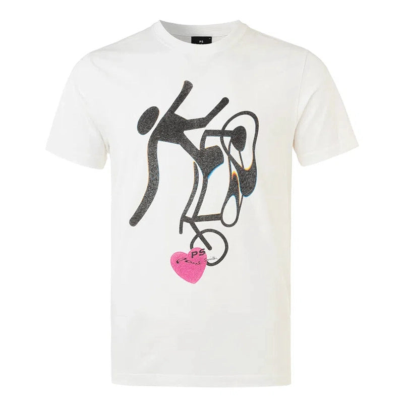 PAUL SMITH Tshirt SS Reg Fit Heart Cycle - White-T-Shirts-5063184078598