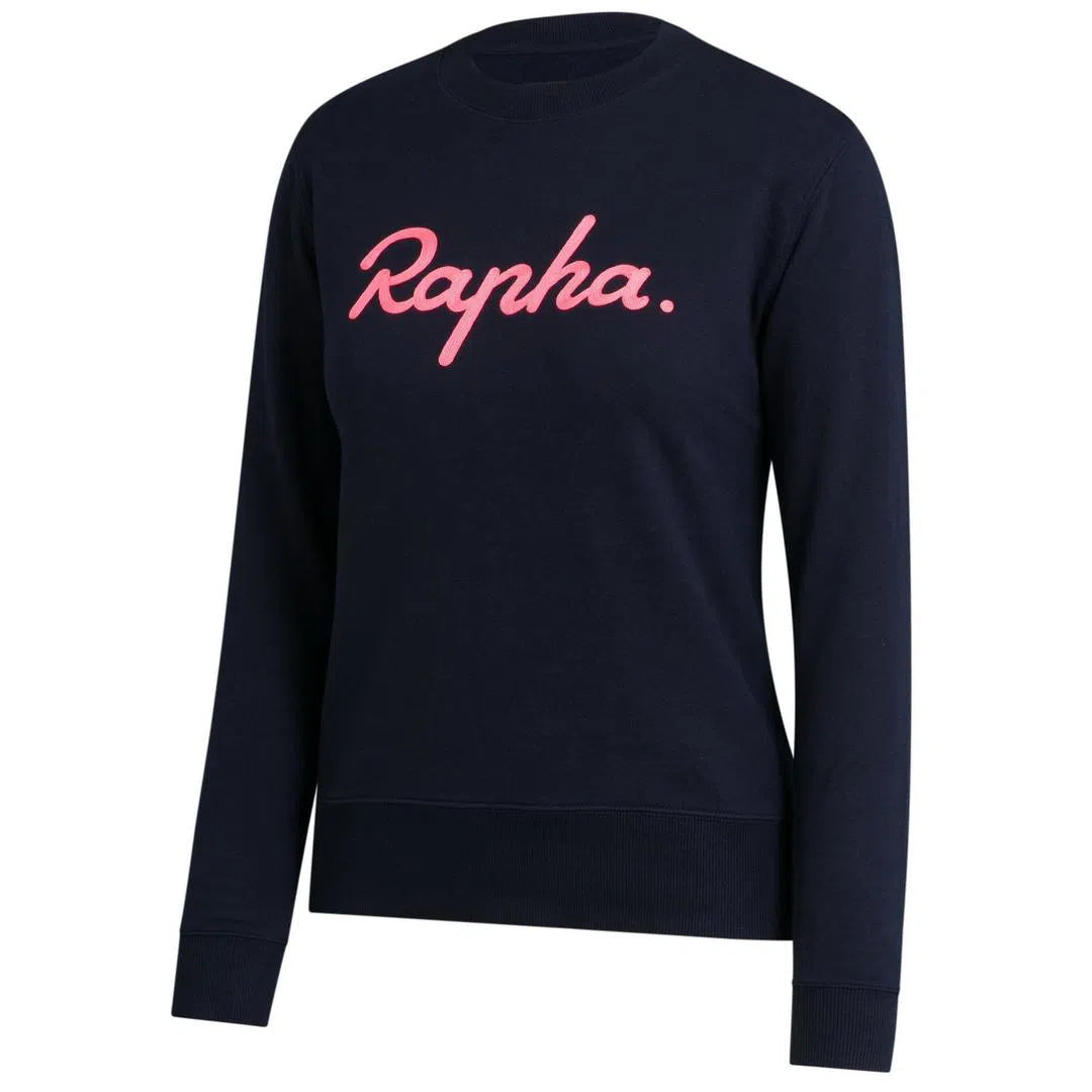 RAPHA Women Logo Sweatshirt - Navy/High-Vis Pink-Sweatshirts-