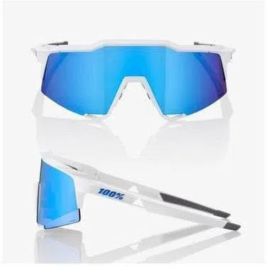 RIDE 100% Eyewear Speedcraft SL Matte White/Metallic Blue HiPER® Blue Multilayer Mirror Lens Default 100%