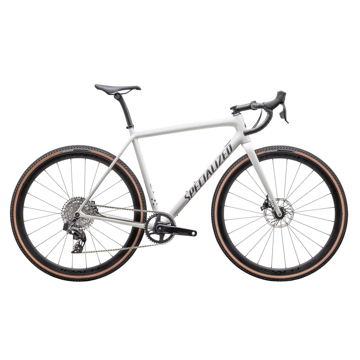 gravel bike crux Specialized Crux Expert 2025 Gravel Bike Sram Rival XPLR - Dune White / Smoked Liquid Metal