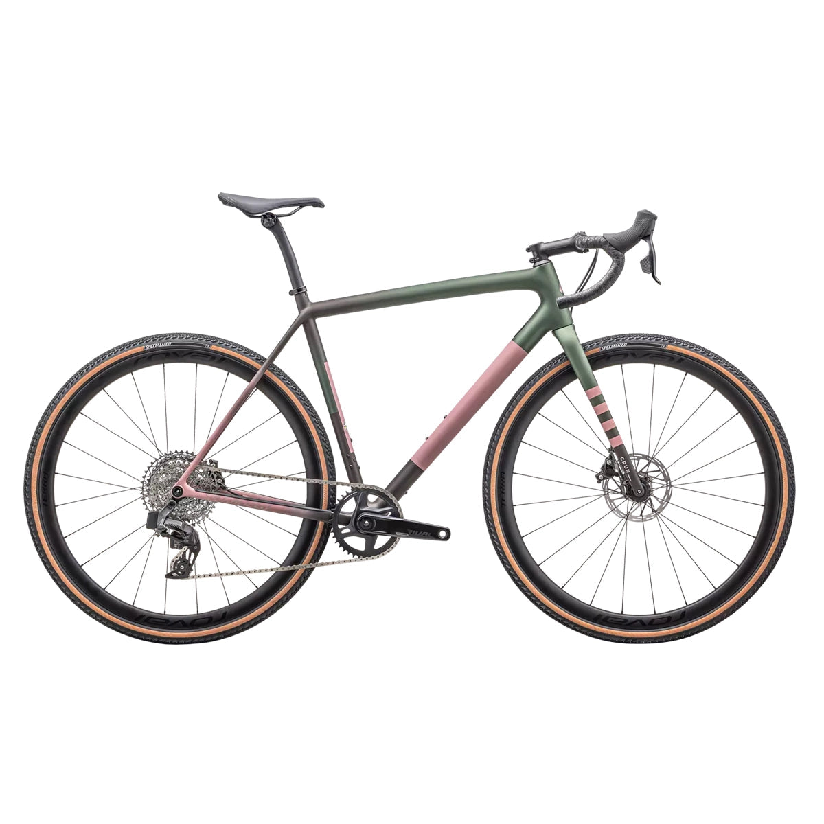 specialized pink gravel bike Specialized Crux Expert 2025 Gravel Bike Sram Rival XPLR - Satin Cypress Metallic / Doppio / Dusky Pink / Champagne