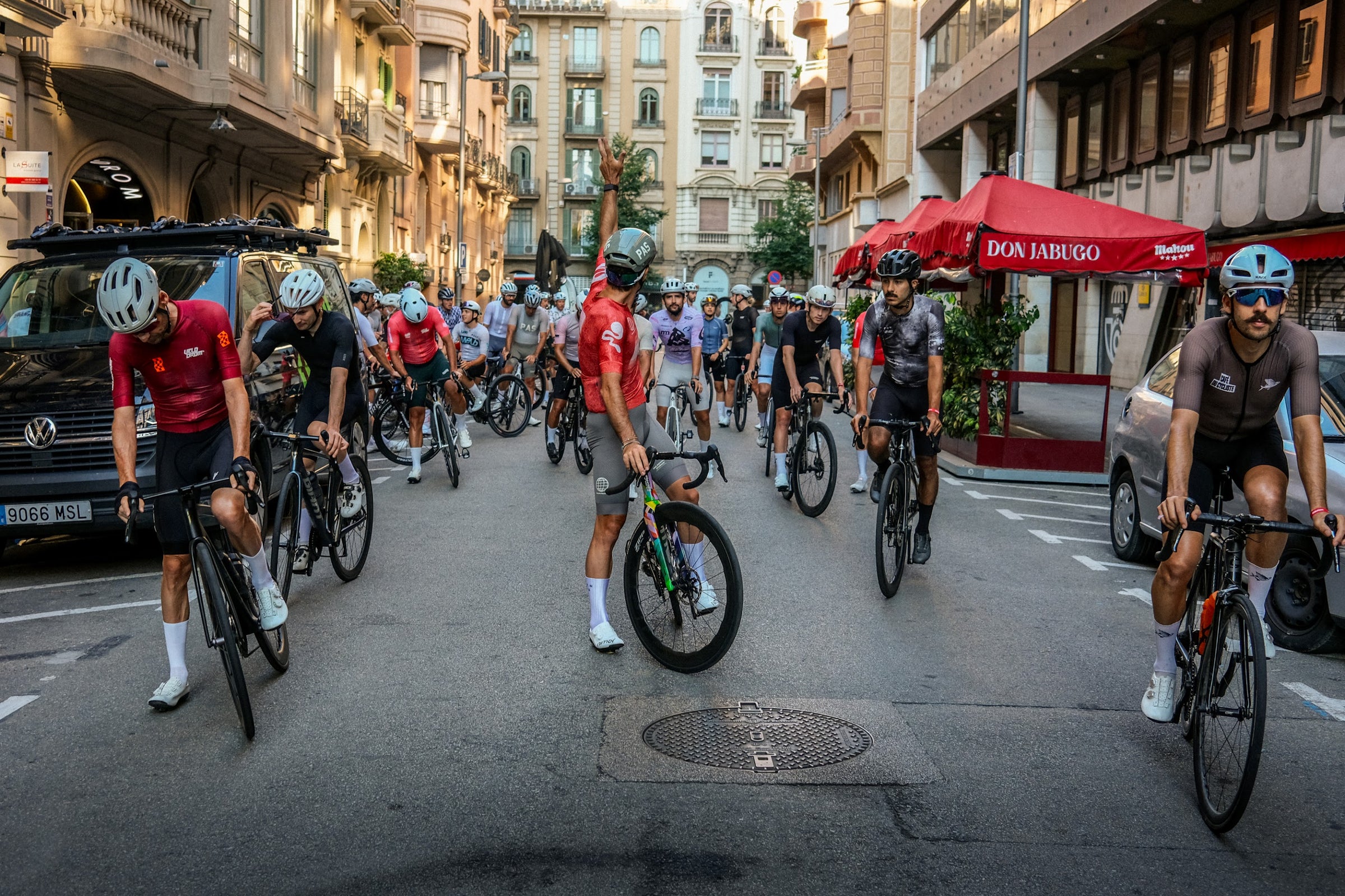 Velodrom club ride rolling out through Barcelona