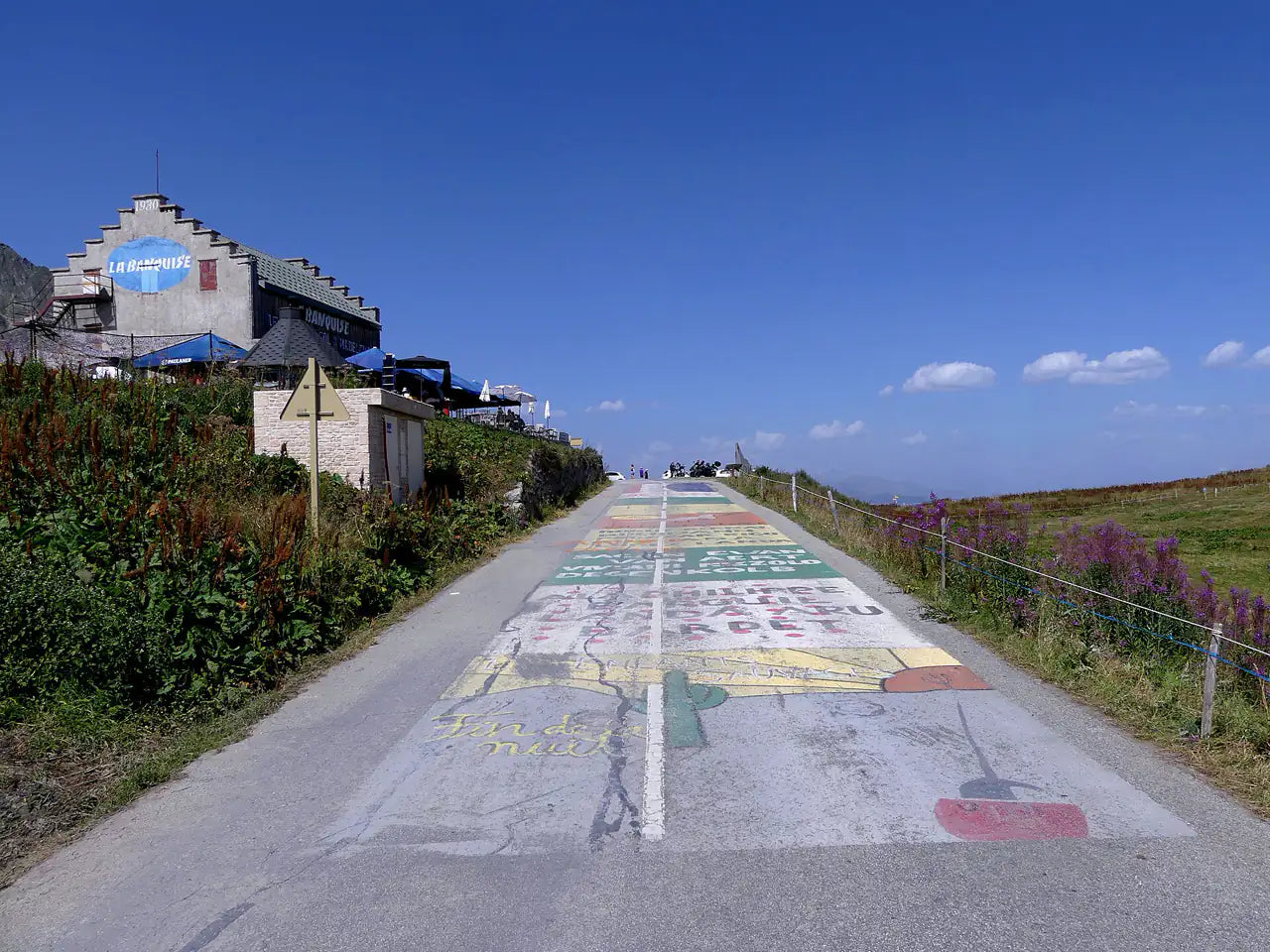 The Madeleine road painted for the Tour de France