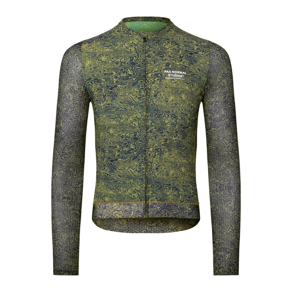 PAS NORMAL STUDIOS Men Essential Light Long Sleeve Jersey - AOP Grain Dark Lime