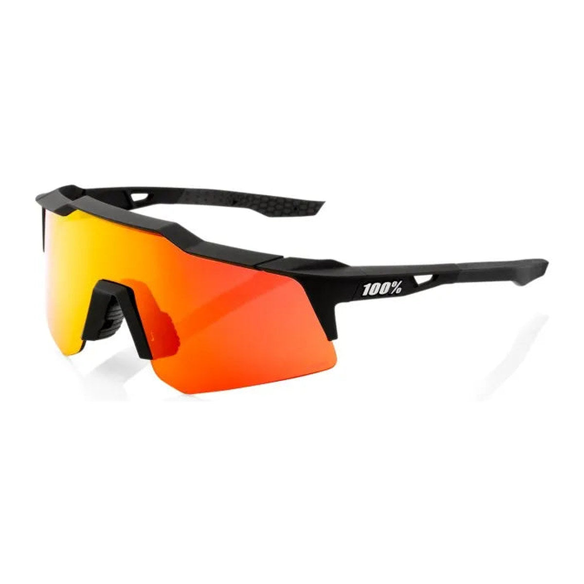 RIDE 100% Speedcraft XS Sunglasses - Soft Tact Black / HiPER Red Multilayer Mirror Lens