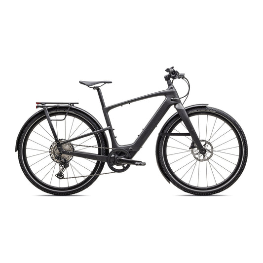 SPECIALIZED Turbo Vado SL 2 6.0 EQ Carbon Ebike - SATIN BLACK SPECKLE OVER CARBON / DOLOMITE METALLIC FROST REFLECTIVE