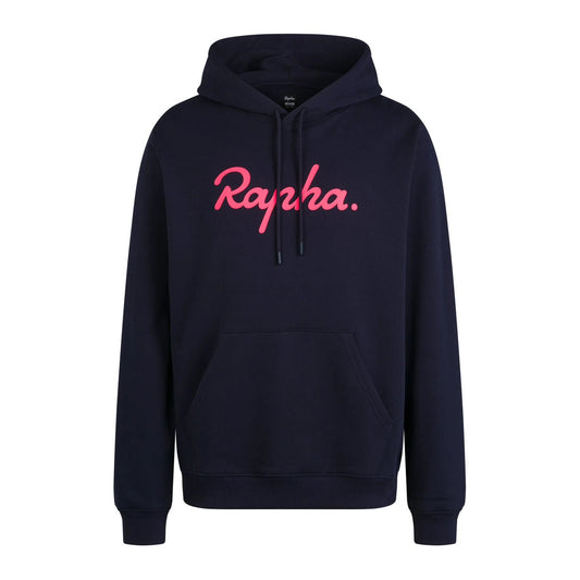 RAPHA HEAVYWEIGHT COTTON HOODIE - DARK NAVY/HIGH-VIS PINK