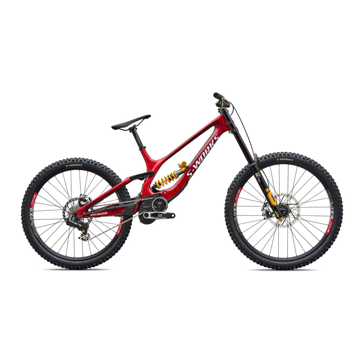 SPECIALIZED S-Works Demo 11 LTD Built for Legends Complete MTB - Gloss Red Tint Carbon / Silver Dust / White