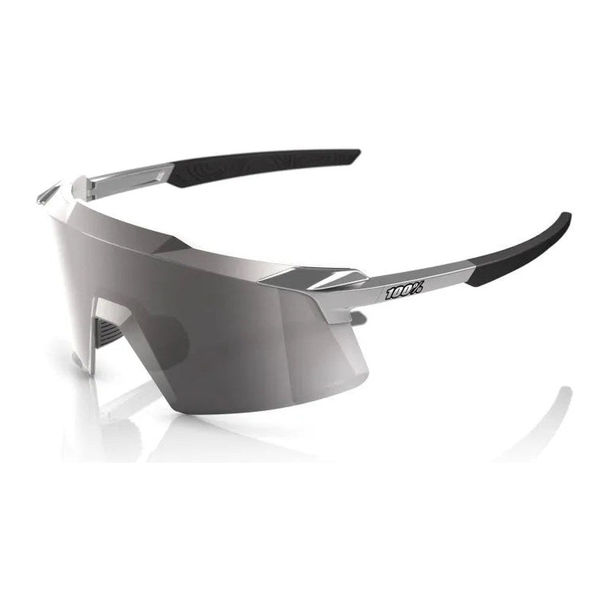 RIDE 100% Aerocraft Sunglasses - Gloss Black Chrome / HiPER Silver Mirror Lens