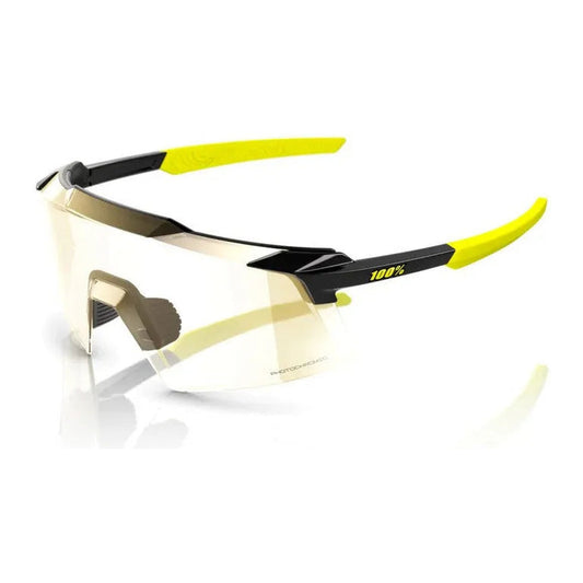 RIDE 100% Aerocraft Sunglasses - Gloss Metallic Black / Gold Mirror Photochromic Lens