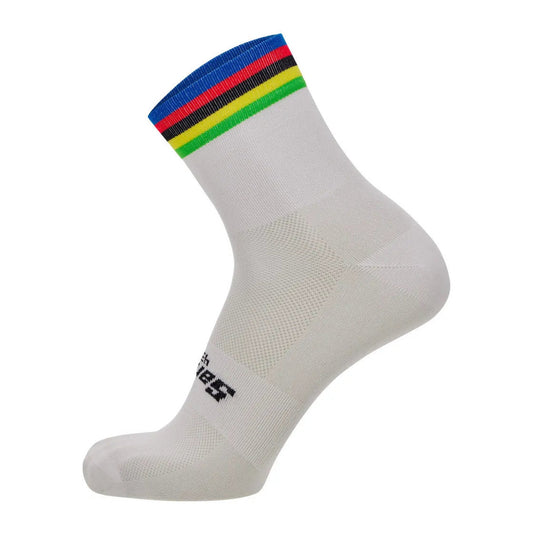 SANTINI UCI OFFICIAL WORLD CHAMPION  CYCLING SOCKS - White/Rainbow