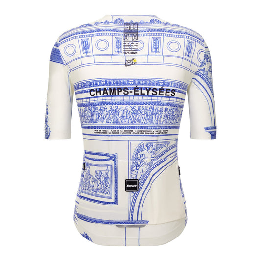 SANTINI Tour De France Arrivee Arc De Triomphe Jersey - White/Blue