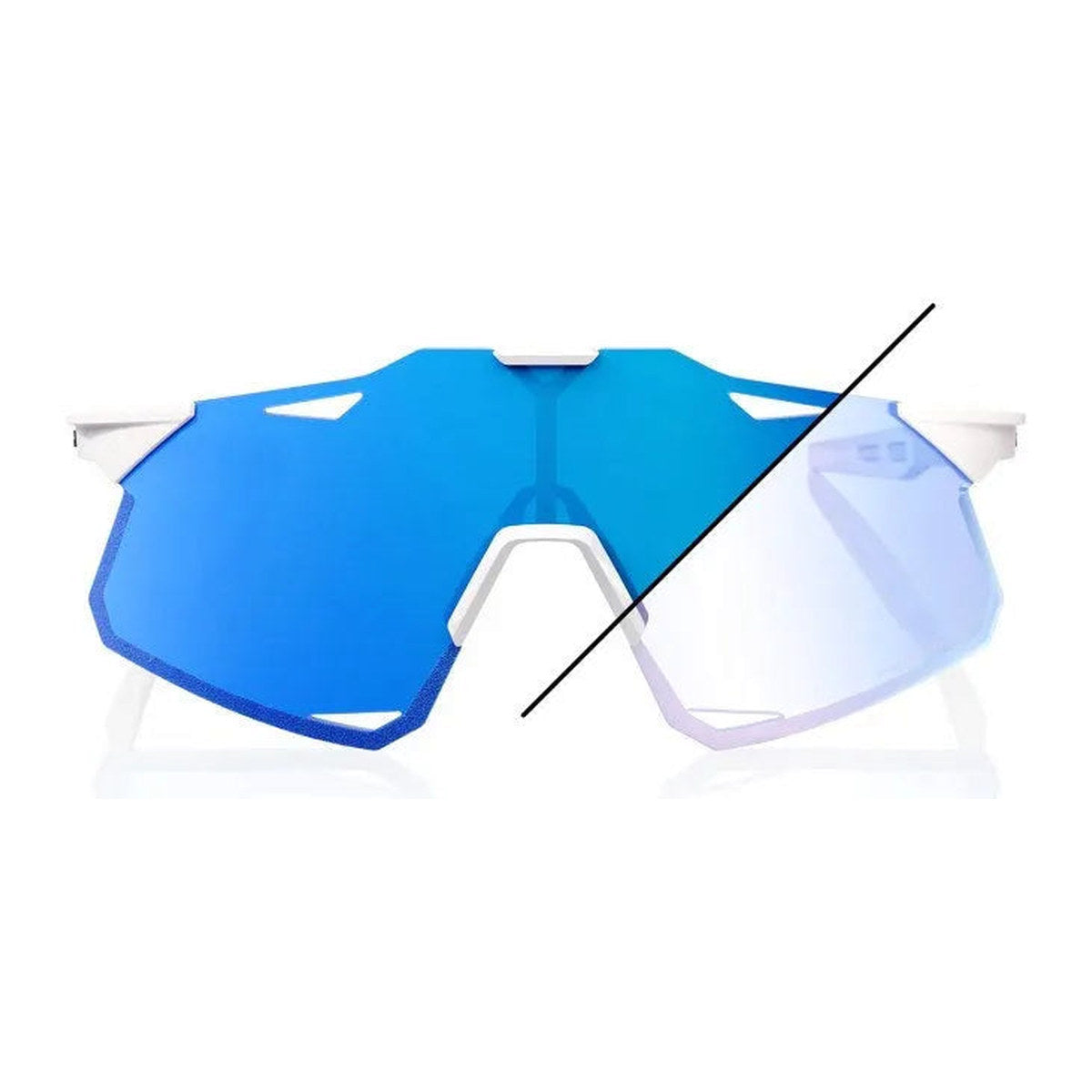 RIDE 100% Hypercraft Sunglasses - Bastille Pearl White Glitter / Blue Mirror Photochromic Lens