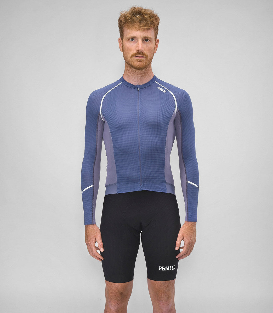PEDALED ELEMENT COOLAIR REFLECTIVE LONG SLEEVE JERSEY - SKIPPER BLUE