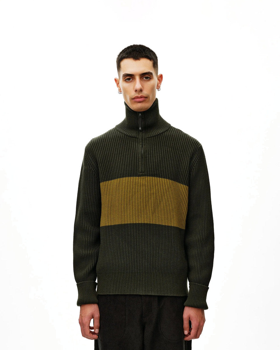 PAS NORMAL STUDIOS Off Race Merino Knit Half Zip - Olive
