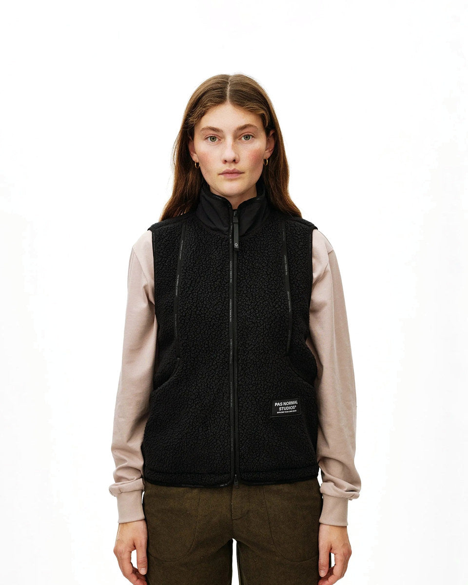 PAS NORMAL STUDIOS Women Off Race Pile Fleece Vest - Black
