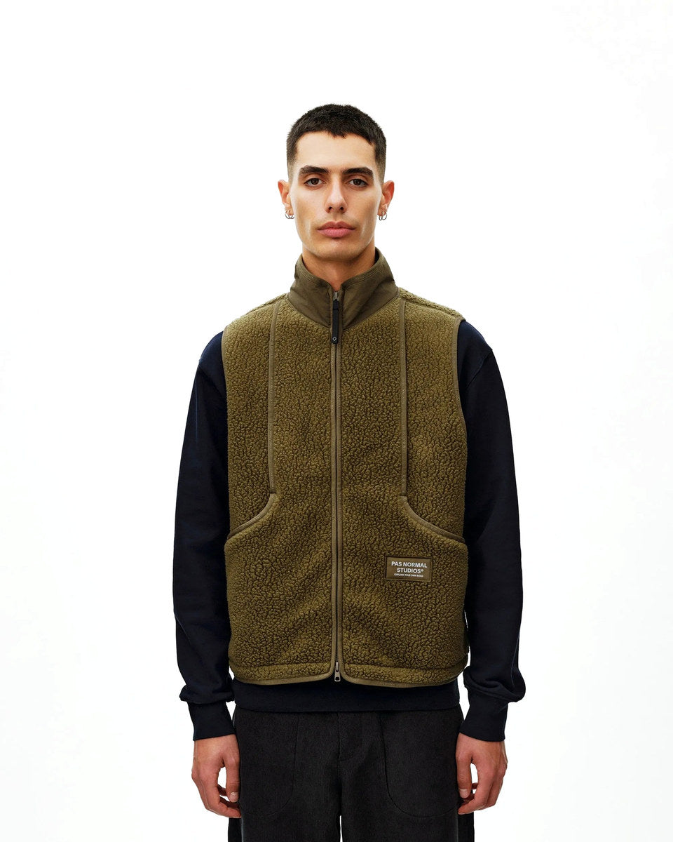 PAS NORMAL STUDIOS Off Race Pile Fleece Vest - Deep Olive
