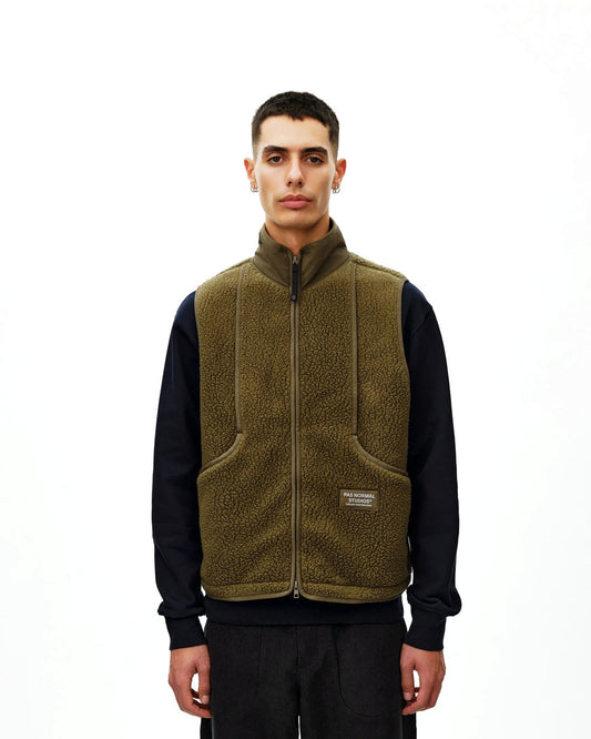 PAS NORMAL STUDIOS Off Race Pile Fleece Vest - Deep Olive