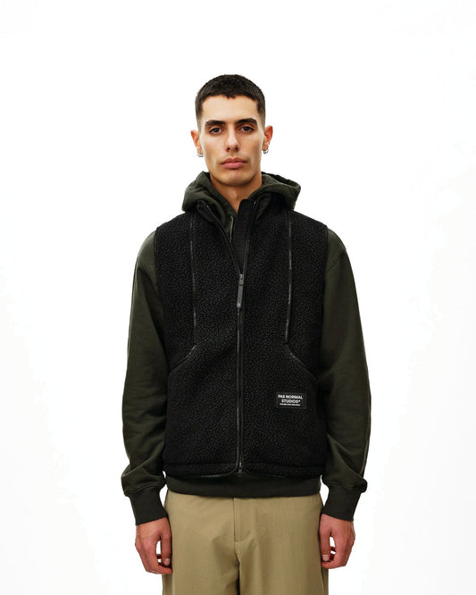 PAS NORMAL STUDIOS Off Race Pile Fleece Vest - Black