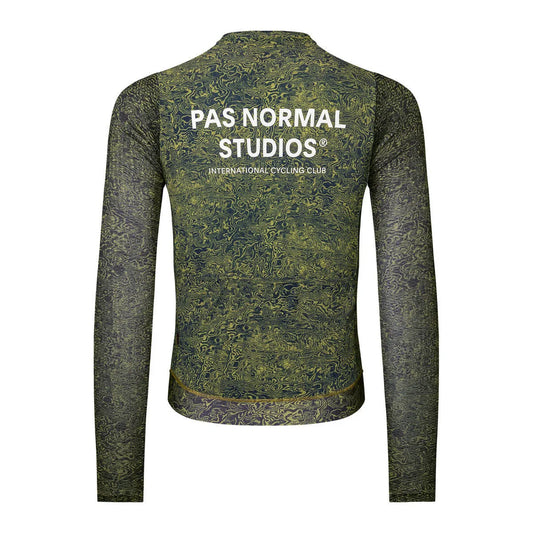 PAS NORMAL STUDIOS Men Essential Light Long Sleeve Jersey - AOP Grain Dark Lime