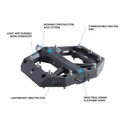 SHIMANO PD-GR400 Flat Pedals - Black
