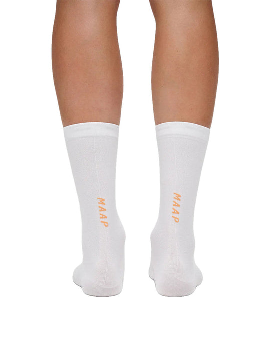 MAAP Team Socks Long - White/ Faded Fluoro Orange
