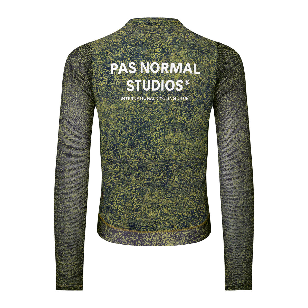 PAS NORMAL STUDIOS Men Essential Light Long Sleeve Jersey - AOP Grain Dark Lime